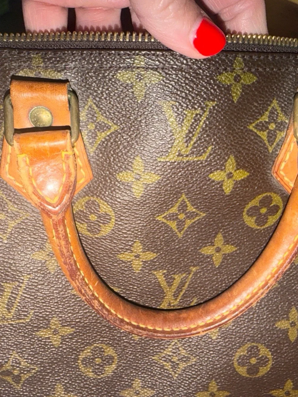 Louis Vuitton Monogram Canvas Satchel in Brown with Tan Trim